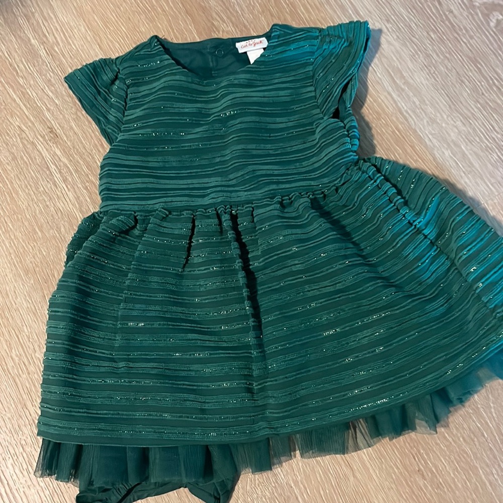 Cat and Jack green shimmery dress with tulle bottom